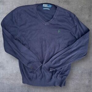 Polo Ralph Lauren‎ navy v neck mens Pima cotton sweater large